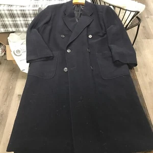 Giorgio Armani Vintage Men's Alpaca Virgin Wool Navy Trenchcoat Long Jacket 40r - Picture 1 of 9