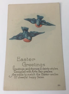 Vintage Ostern Grußkarte Double Bluebirds verschickt 1 Cent Stempel USA - Bild 1 von 4