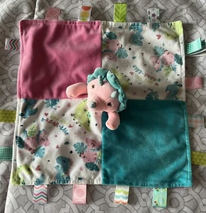 Taggies Pink Dinosaur Lovey Security Baby Blanket 12” - Picture 1 of 5