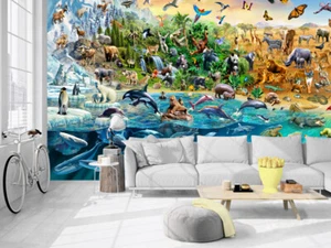 Endangered Species Wall Mural Kid Room Nursery Decor Paper Sticker Decal DIY AM8 - Picture 1 of 8