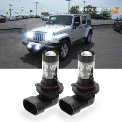 For Jeep Wrangler 2007 2008 2009 LED Fog Driving Light 9145 6000K White Bulbs 2X - Image 1 of 4