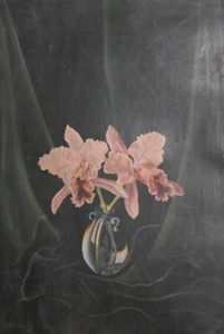 Antique oil painting still life with flowers and vase - Imagen 1 de 10