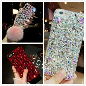 Wristlet Women Girl Bling Glitter Rhinestone Shockproof Diamond Phone Back Case - Picture 1 of 13