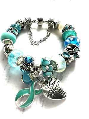 Cáncer de cuello uterino, adultos/peds conciencia estilo europeo pulseras muñeca tamaños 6,75" Foto 1 de 4