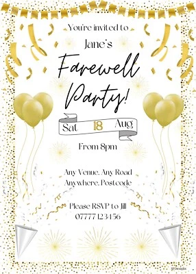 10 Personalised Leaving/Retirement  Party Invitations FREE TRACKED 48hr POST INC - Image 1 of 2