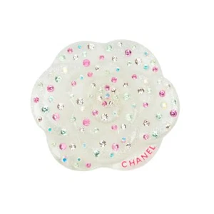 CHANEL Camellia Brooch Clear Multicolor Stone 04A 4cm x 4cm - Picture 1 of 3