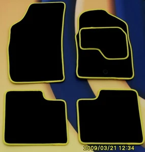 Tailored Car Mats for Nissan Juke 2010-2019 BLACK With YELLOW TRIM +2 Clips - Picture 1 of 6
