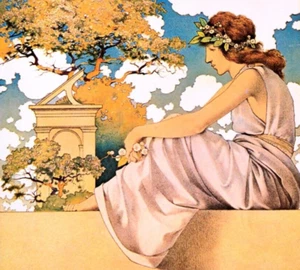 Placa de libro vintage arte de portada de revista Maxfield Parrish Scribner - Imagen 1 de 3