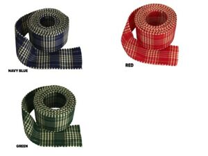 4 Yards Rolled-up TARTAN PLAID With GOLD Stripes Wire Ribbon 1-1/2" Choose Color