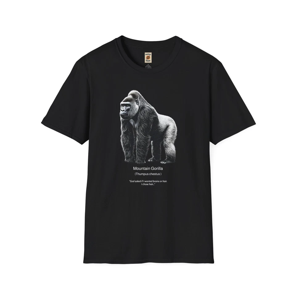 Camiseta unisex Mountain Gorilla, camiseta Nature Lover, regalo, vida silvestre, negra Foto 1 de 1
