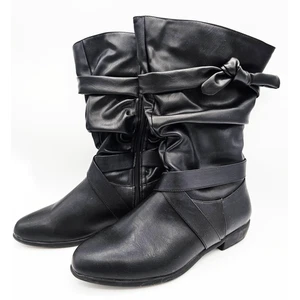 Comfortview Women’s Black Mid-Calf Boots Size 8.5W Wide Width Faux Leather - Picture 1 of 11