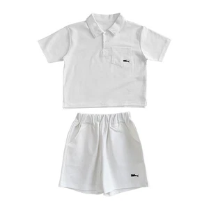 Boys 2 Piece Sport Set Button T-shirts with Shorts School PE Athletic Tracksuit - Picture 1 of 9