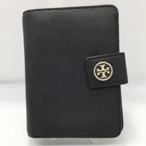 Echte TORY BURCH Top Zustand Doppelfaltung Reißverschluss Geldbörse Leder schwarz FS - Bild 1 von 16