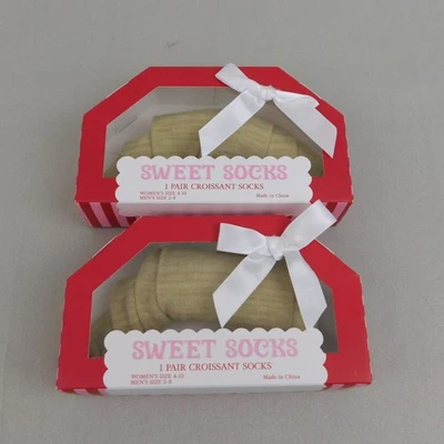 2 piezas Calcetines Dulces Croissant Crew Calcetines Embalaje Regalo Bronceado, Adulto Talla Única #6970 Foto 1 de 4