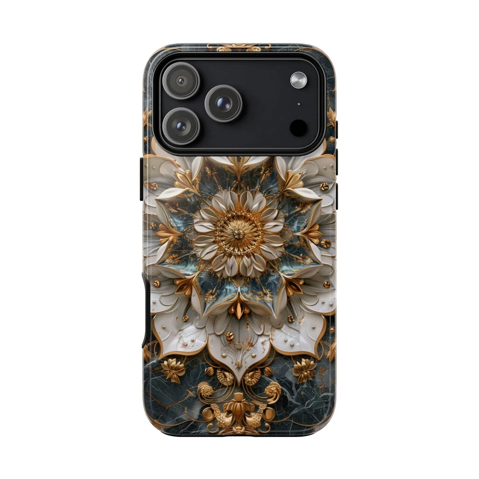 Phone Ink Case for iPhone / Galaxy / Pixel – Elegant Mandala Flower White Floral - Image 1 of 1