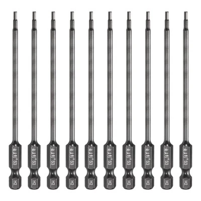 10pcs 2mm Metric Hex Head Wrench Drill Bit 100mm Length Magnetic Bits, Black - Image 1 of 4