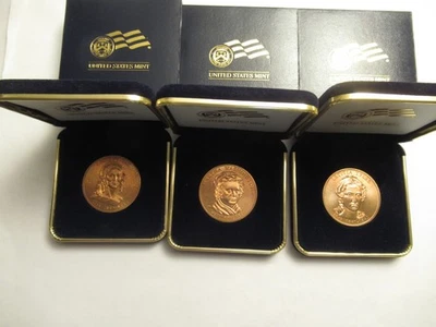 TRES MEDALLAS DE BRONCE PARA CÓNYUGE COMO NUEVAS DE EE. UU., Washington, Polk, Tyler Foto 1 de 4