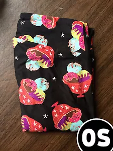 Leggings LuLaRoe OS Ice Cream Sundae taglia unica UNICORNO! Nero nuovo taglia 2-10 - Foto 1 di 7