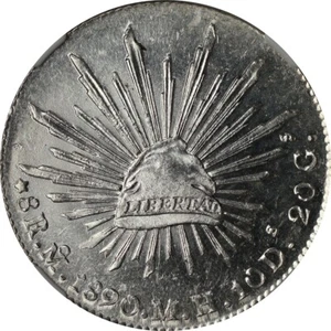 Mexico 1890 Mo MH Silver 8 reales NGC MS62 - Picture 1 of 5