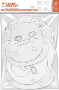 Paquete De 6 Máscaras Planas De Cartón - Animales Pequeños 250G/M2 - Imagen 1 de 2