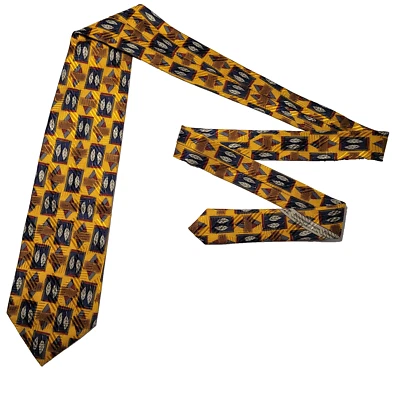 Gravata Ermenegildo Zegna masculina dourada floral 100% seda feita à mão na Itália - Imagem 1 de 4