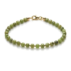 Jade grün/Nephrit Armband Silber vergoldet Armkette Z119 - Picture 1 of 6