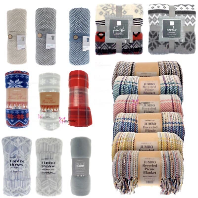 Große superweiche Fleece Überwürfe Reise Park Picknick Stranddecken Stuhlüberwürfe - Bild 1 von 4