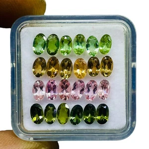 VVS 24 Pcs Natural Multi Tourmaline 5x3mm Oval Cut Loose Gemstones Wholesale Lot - Picture 1 of 9