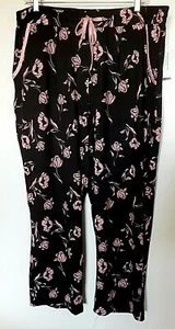 Charter Club 96% poliéster, 4% spandex jersey negro floral salón pantalones talla XL - Imagen 1 de 6