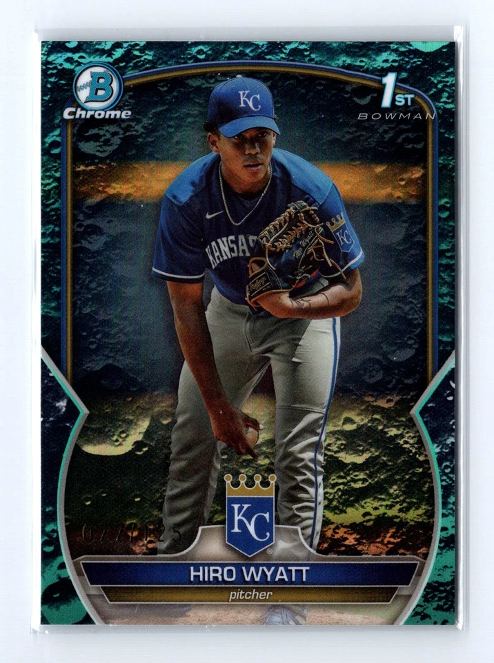 2023 Bowman Draft Hiro Wyatt #BDC-80 Chrome Aqua Lunar Crater Refractor Royals - Image 1 of 2