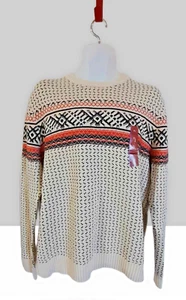 MERONA Rundhalspullover dunkel 100% Baumwolle weiß sand Gr. XL - Bild 1 von 2