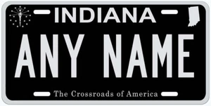 Indiana schwarz silber personalisiert Neuheit Auto KFZ Nummernschild beliebiger Name - Bild 1 von 3