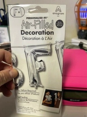 Anagram Letter "F" Silver Minishape 16" Foil Balloon New! - Image 1 of 2