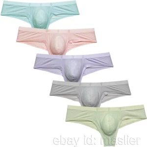 Men Thread Ice Silk Bikini Briefs Enlarge Bulge Pouch Underwear Hipster Panties - Picture 1 of 60