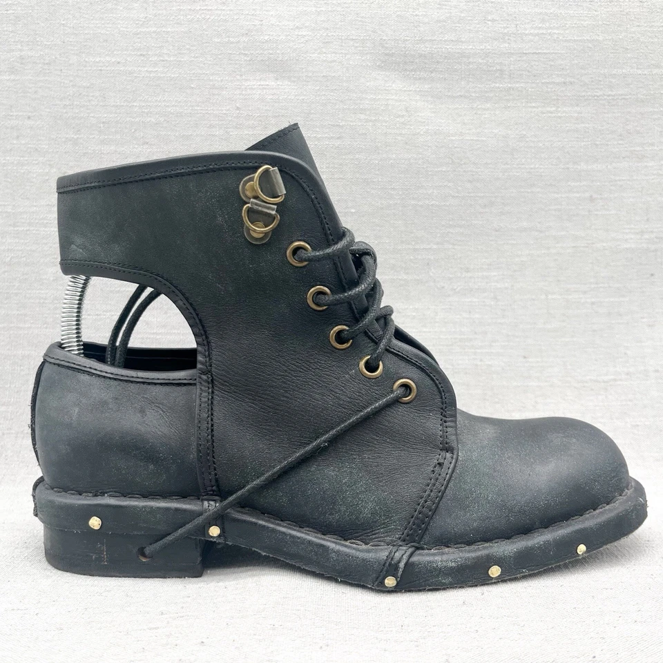 Jeffrey Campbell Mujer 8 Rosie Recorte Botas de Combate Zapato Negro Botín Envejecido Foto 1 de 4