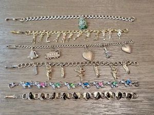6 Piece Charm Bracelet Lot Novelty Children's Women's Costume Jewelry Bundle - Picture 1 of 13