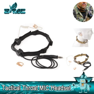 Tactical Military Headset zBowman Throat Mic Dual Headphone Sniper communication - Picture 1 of 3