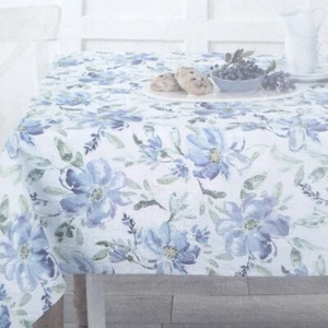 Fabric Tablecloth 60x102 Charlotte Floral Flowers Blue - Picture 1 of 3
