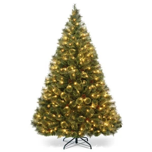 Pre-Lit PVC Artificial Carolina Pine Tree 6Ft w/ LED Lights - Picture 1 of 11