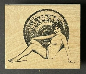 Gran sello de goma de madera burlesca animadora persona mujer Hollywood de Gatsby - Imagen 1 de 4