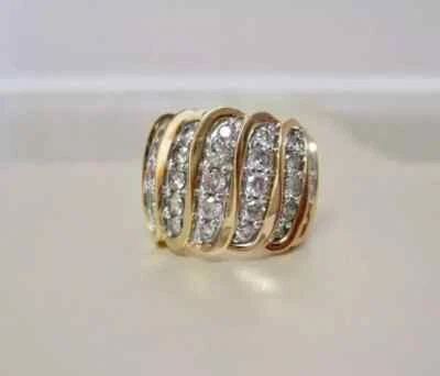 1.50Ct Round Lab Created Diamond Cluster Engagement Ring 14k Yellow Gold Plated - Image 1 of 4
