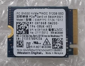 Western Digital SN530 512 Go NVMe PCIe M.2 2230 SSD SDBPTPZ-512G-1012 Dell 0R1DG8 - Photo 1/1