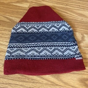 De colección Gorro Lana Pura Sombrero Esquí Tejido Gorra Granate Gris Azul Geométrico Invierno - Imagen 1 de 8