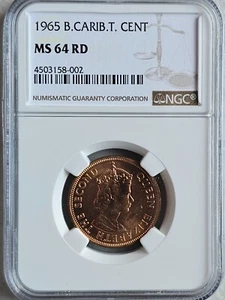 British Caribbean Territories 1 Cent 1965 NGC MS 64 RD - Picture 1 of 2