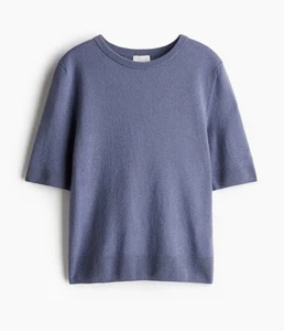 H&M Cashmere Fine Knit Top. Dusty Blue. NWT. Size Medium - Picture 1 of 10