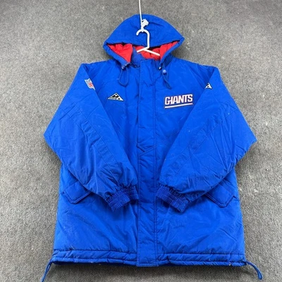 VINTAGE New York Giants Jacket Mens L Blue Red Parka Hooded NFL 90s Apex One - Image 1 of 4