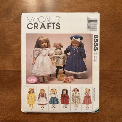 McCall's Craft Pattern 8555 for 18" dolls - American Girl Doll Size - UNCUT - Image 1 of 3