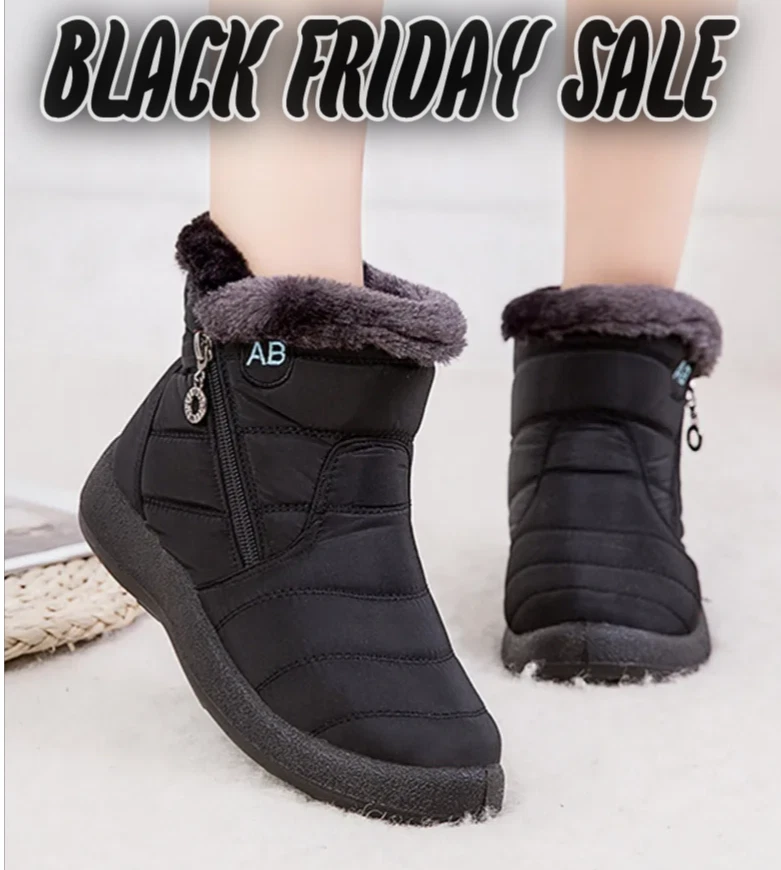 Mujeres Impermeables Botas de Invierno Cálidas Forradas de Piel Zapatos para Nieve Antideslizantes Exterior Cremallera Foto 1 de 4