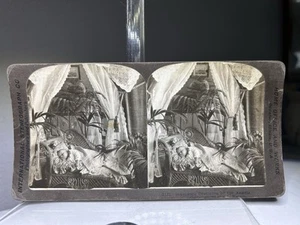 Antike internationale Stereokarte 3132 Unschuld träumt von Engeln ~ Geist - Bild 1 von 11
