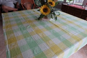 Large Citrus Colors Fruit Plaid Cotton Tablecloth 48" x 60" - Picture 1 of 6